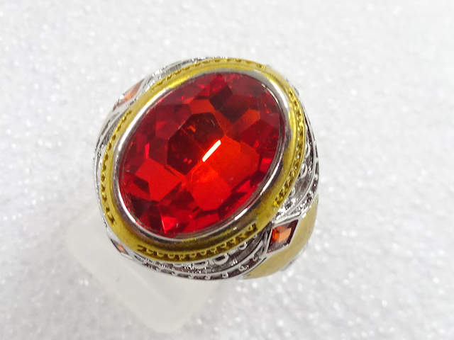 JAPANESE KIMONO / ANTIQUE COLORED STONE RING (SIZE 19)